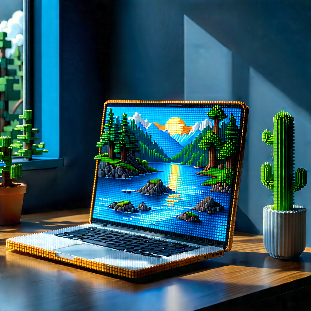 Laptop With (digital:1.38) Artwork With Laptop Computer