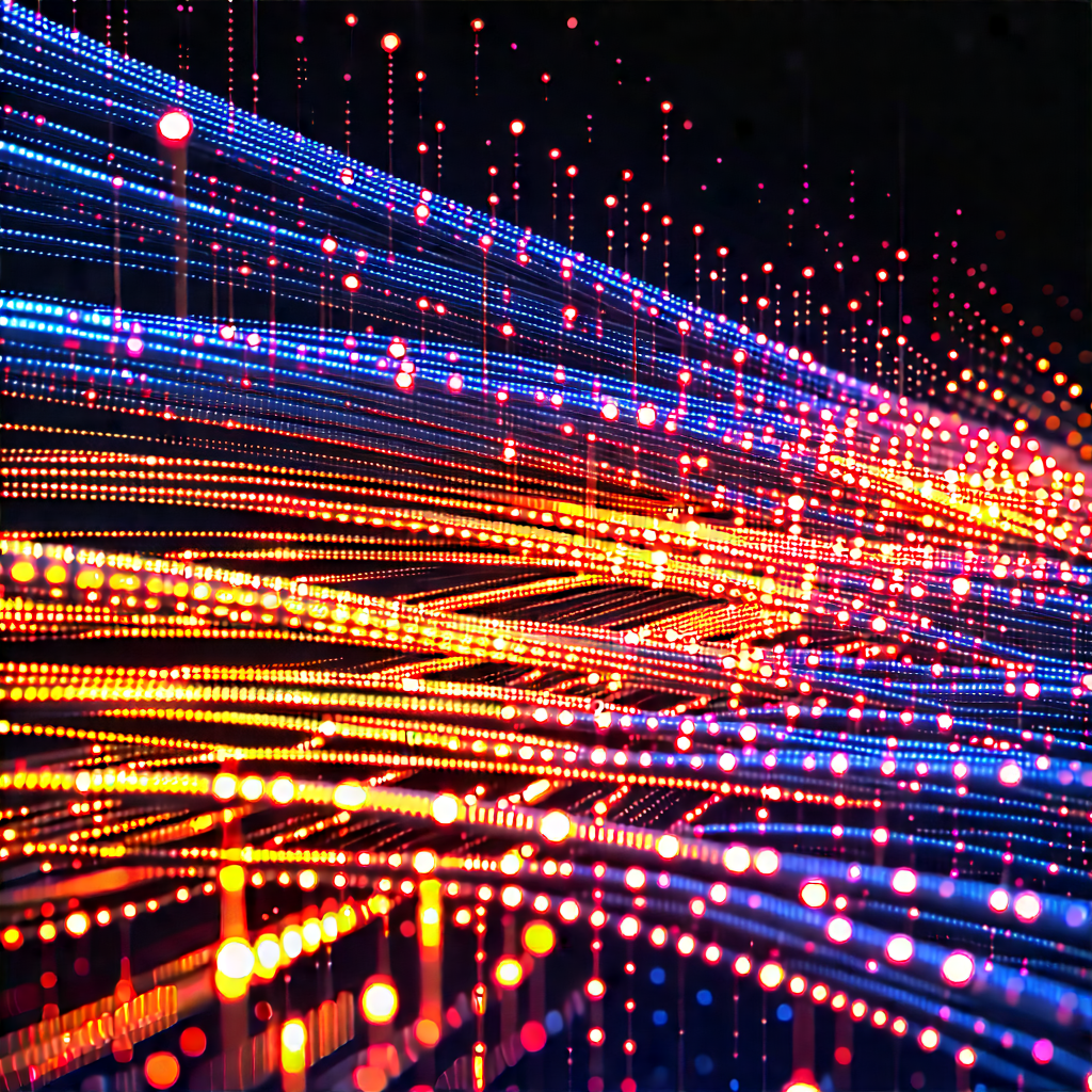 Close-up of fiber optic cables