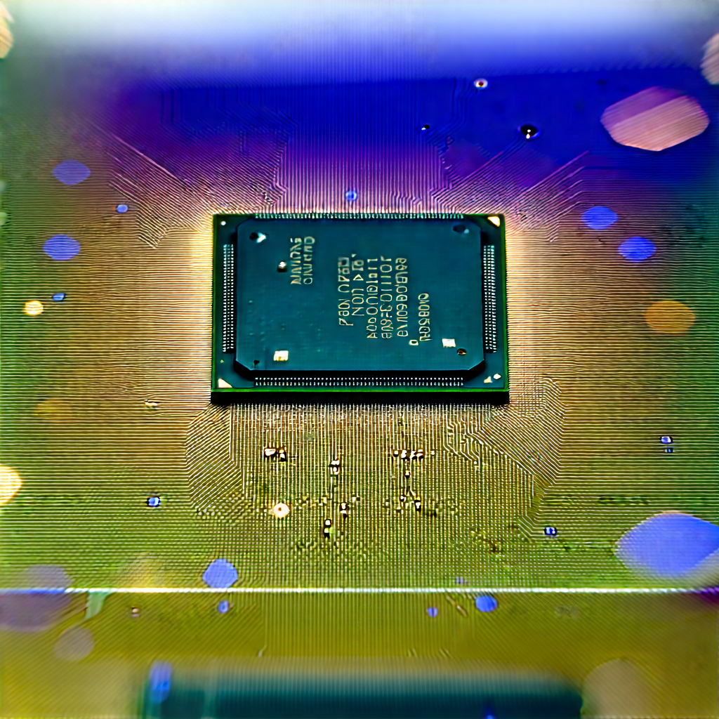 Close-up Of Microprocessor With Green Computer