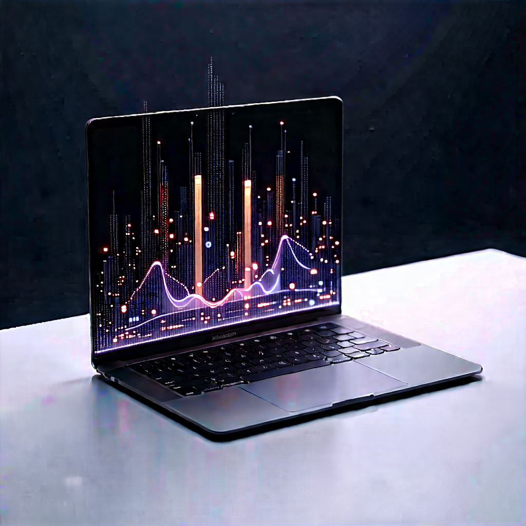 Laptop With Data Visualization With Laptop Computer