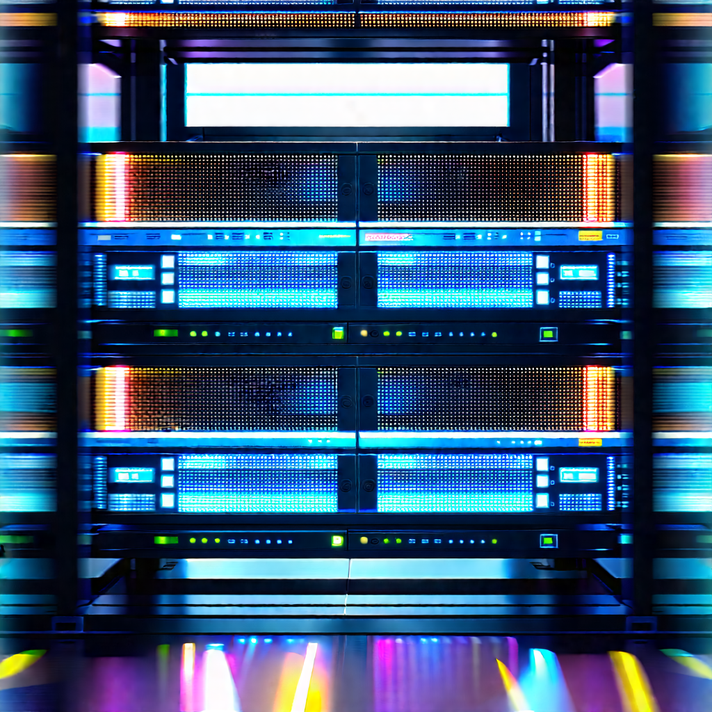 Server Rack With (digital:1.34) Particles With Large Computer