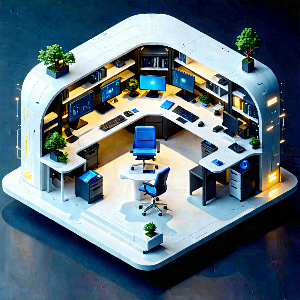 Futuristic Tech Startup Office With Image, There