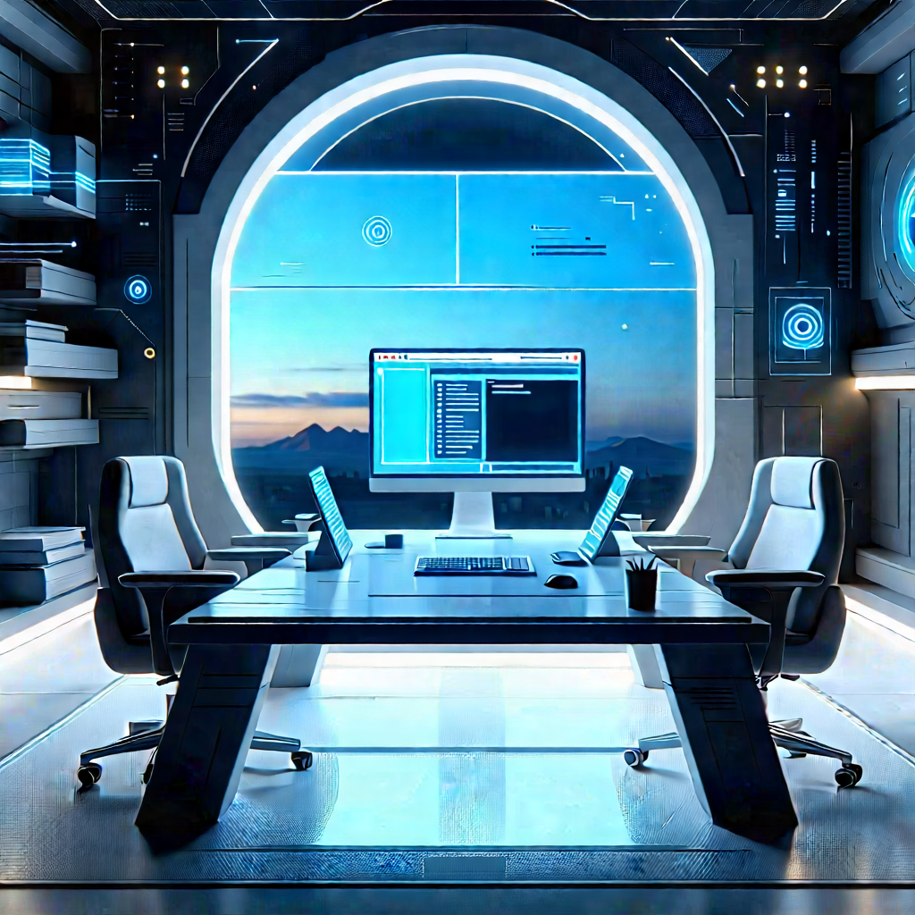 Futuristic Tech Startup Office With Futuristic Office