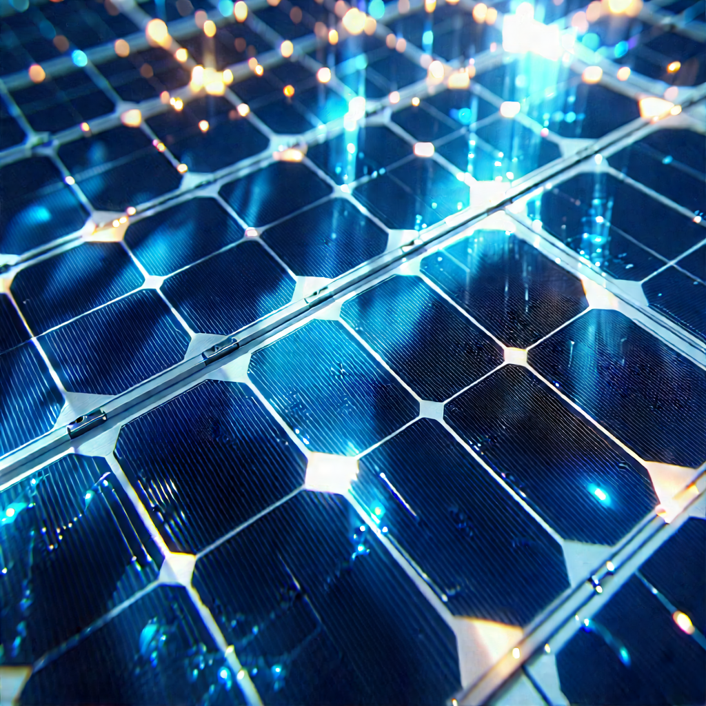 Solar Panel With Holographic Projection With Close-up Solar
