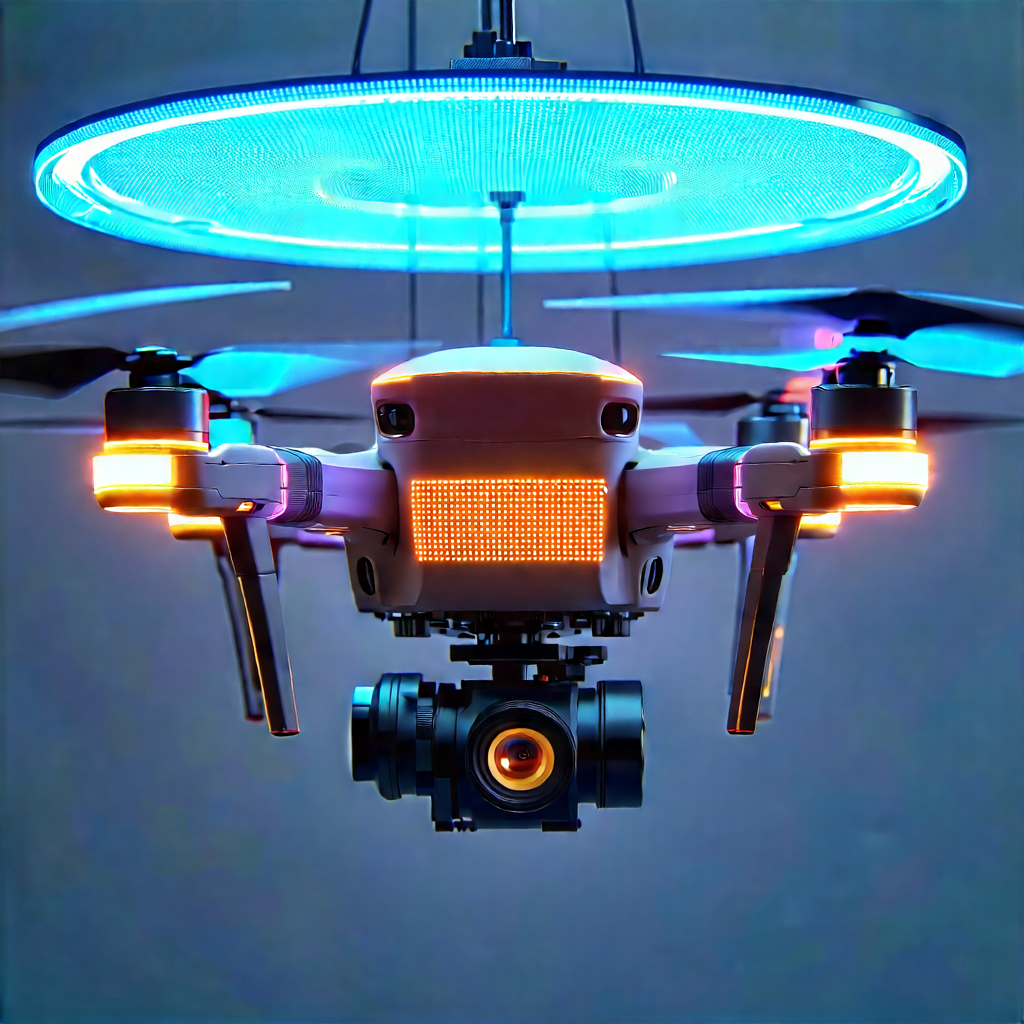 Drone With Glowing Screen With Drone Camera