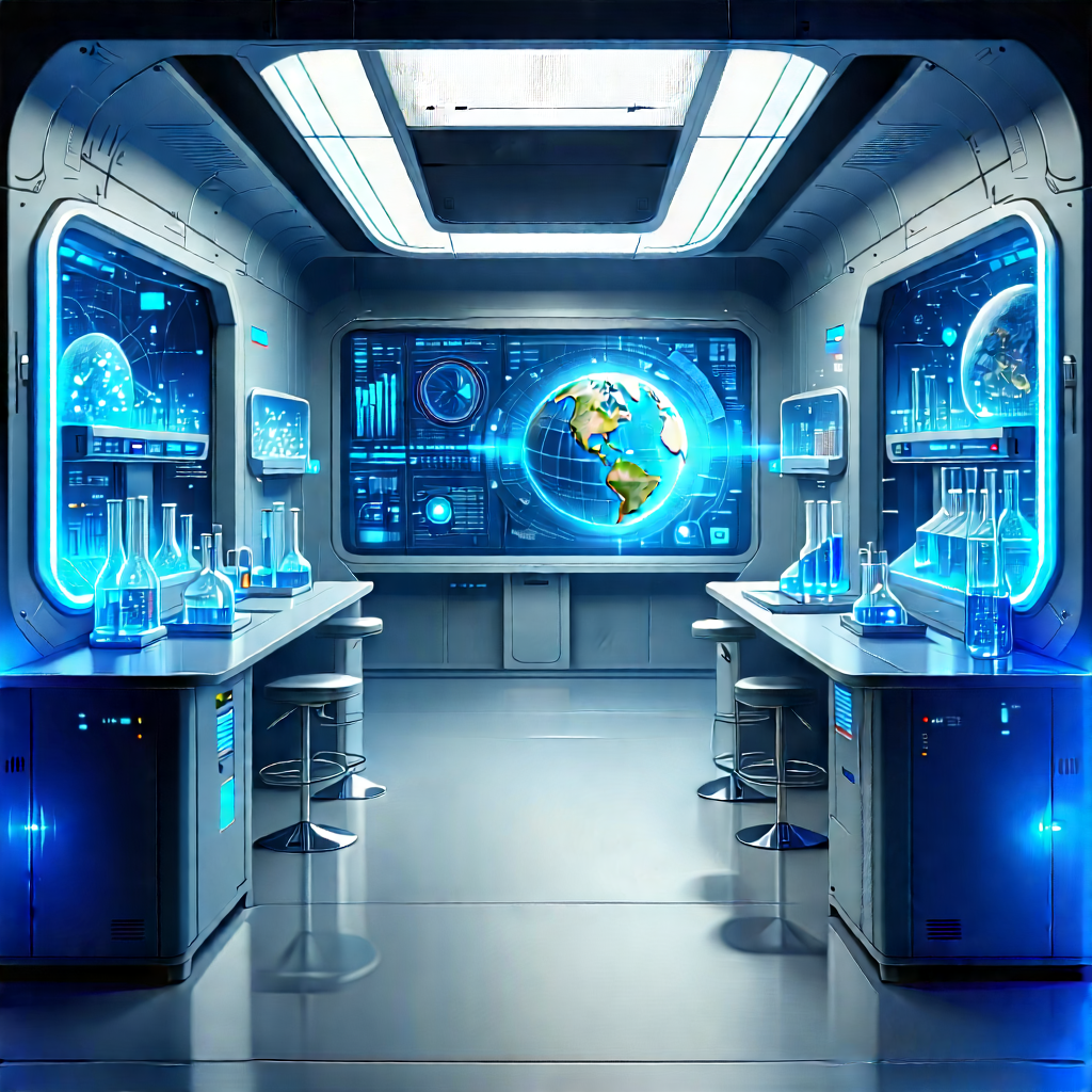 Futuristic Research Laboratory With Image, There