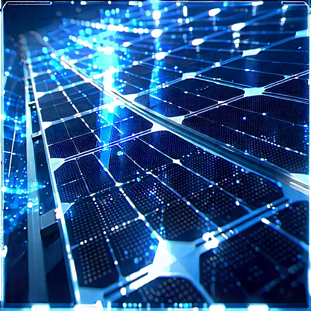 Solar Panel With Holographic Projection With Close-up Solar