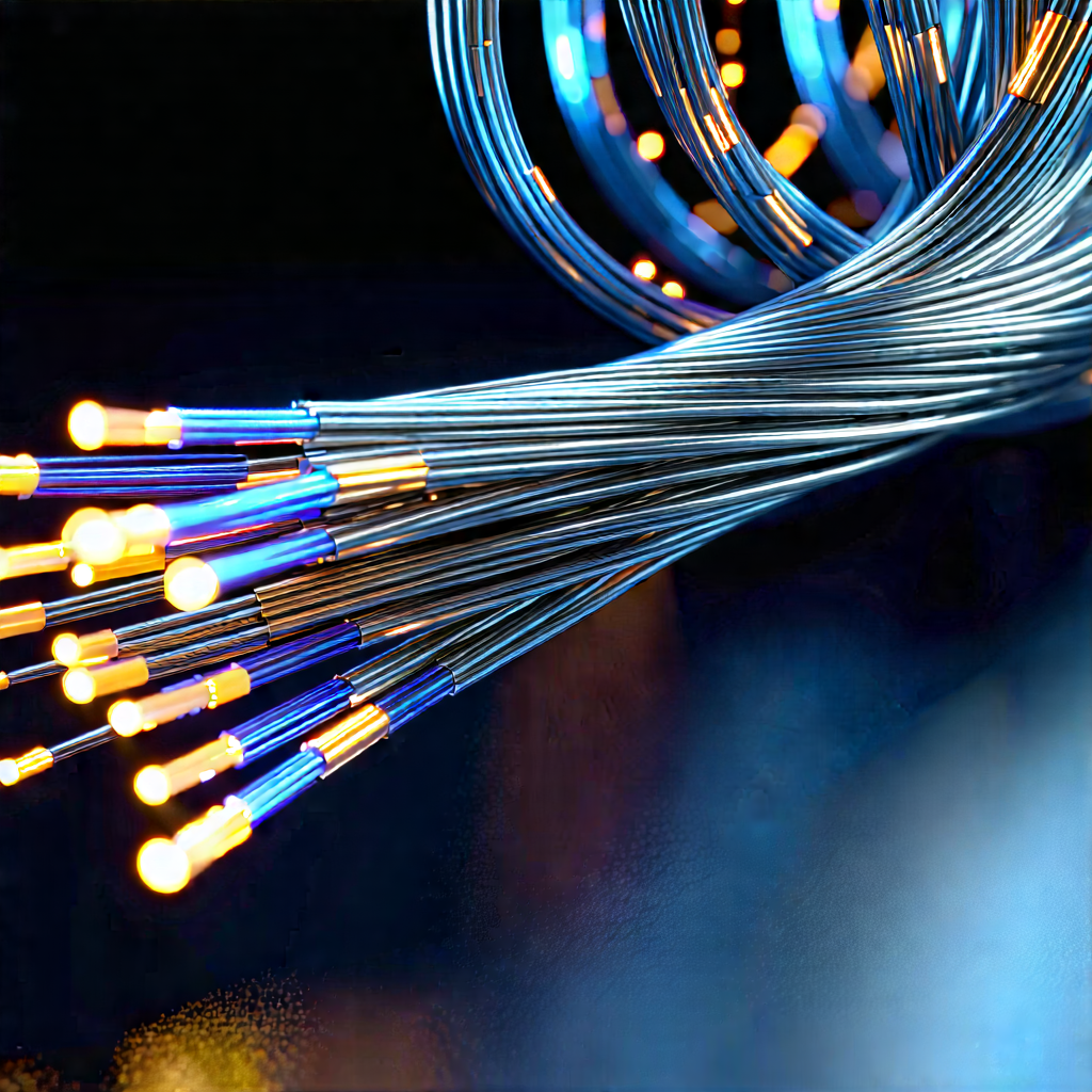 Close-up Of Fiber Optic Cables With Image, There