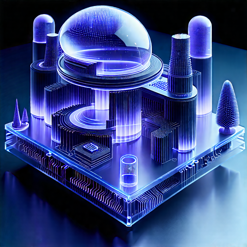 Quantum Computer With Laser Scanning With Futuristic Cityscape