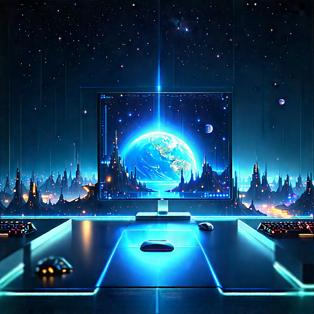 (futuristic:1.39) Digital Workspace With Image, There
