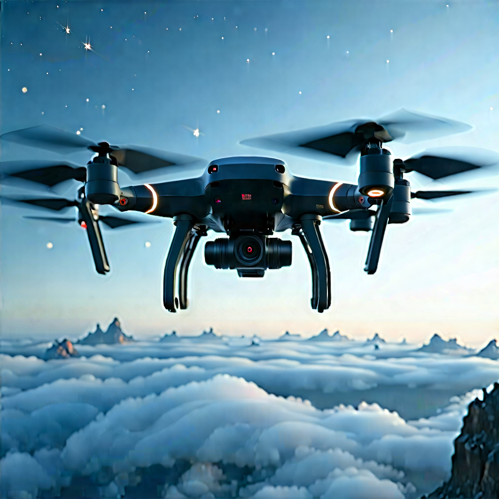 Drone With Digital Artwork With Drone Flying