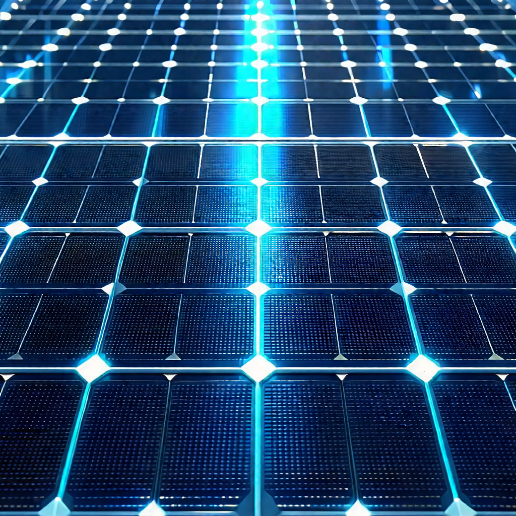 Solar Panel With Blue Light Glow With Large Solar