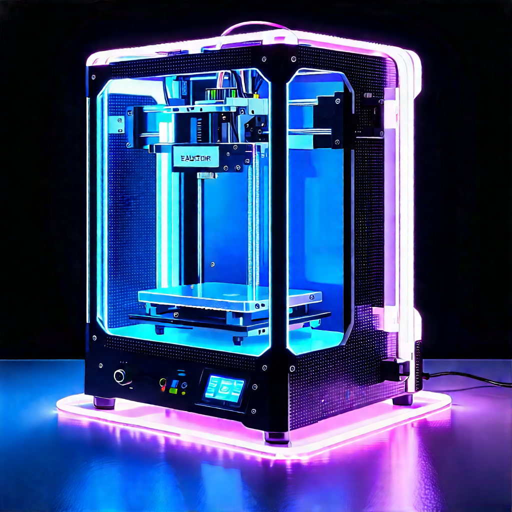 3d printer with neon accents