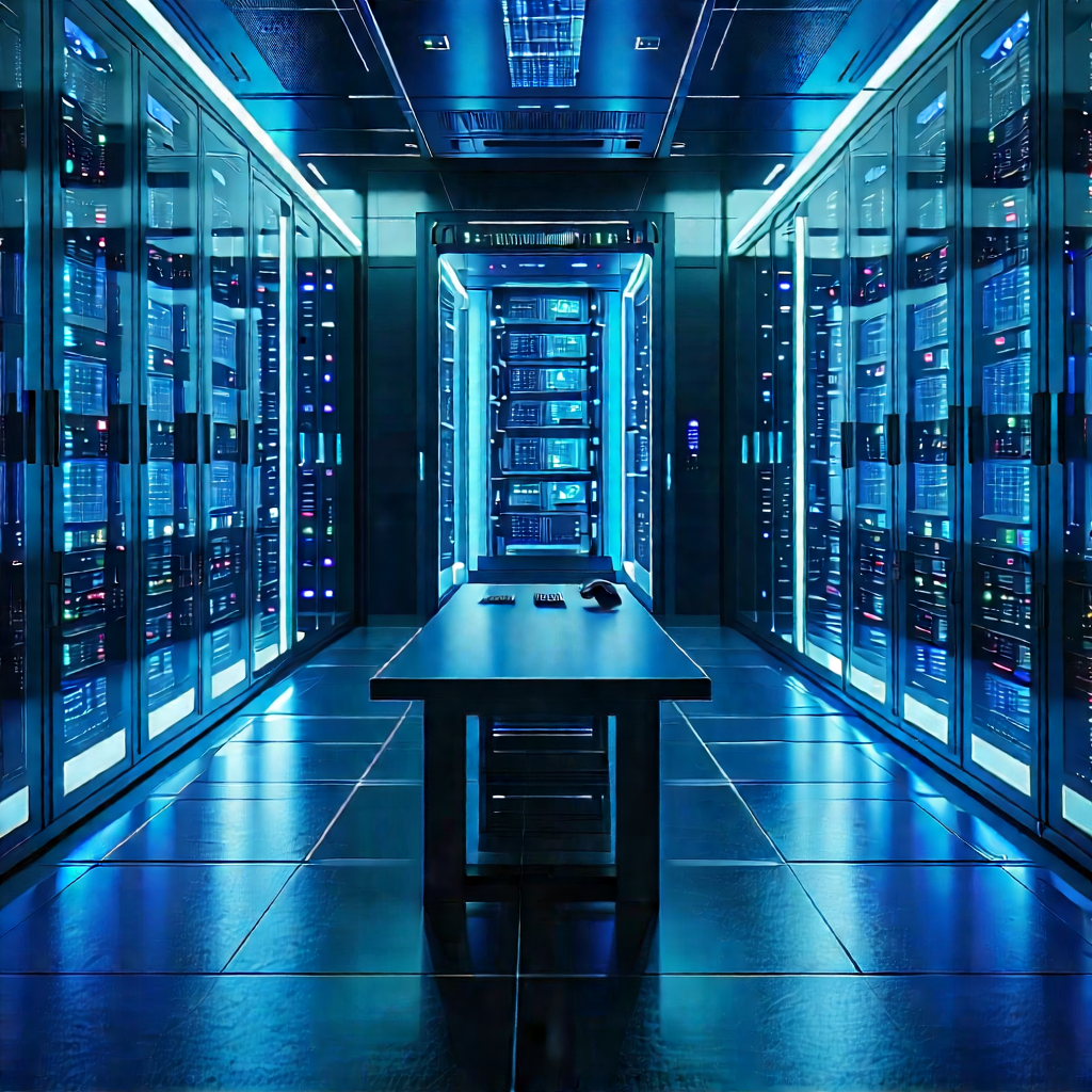 (futuristic:1.12) Server Room With Image, There