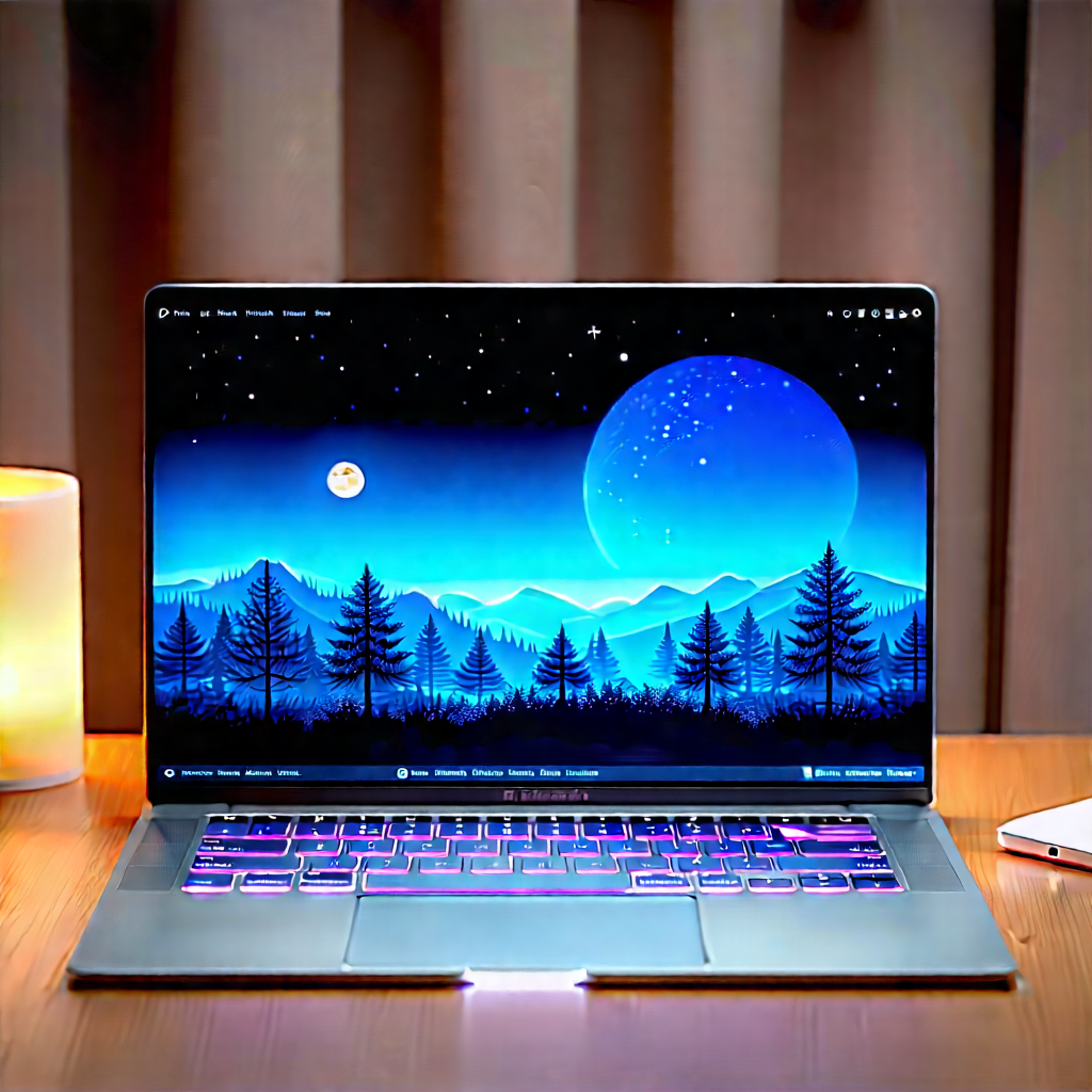 Laptop With Glowing Screen With Laptop Computer