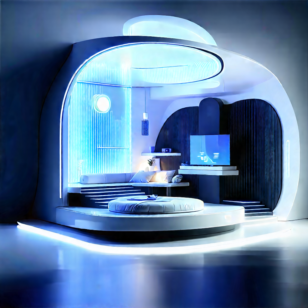 (futuristic:1.41) Smart Home With Futuristic Bedroom