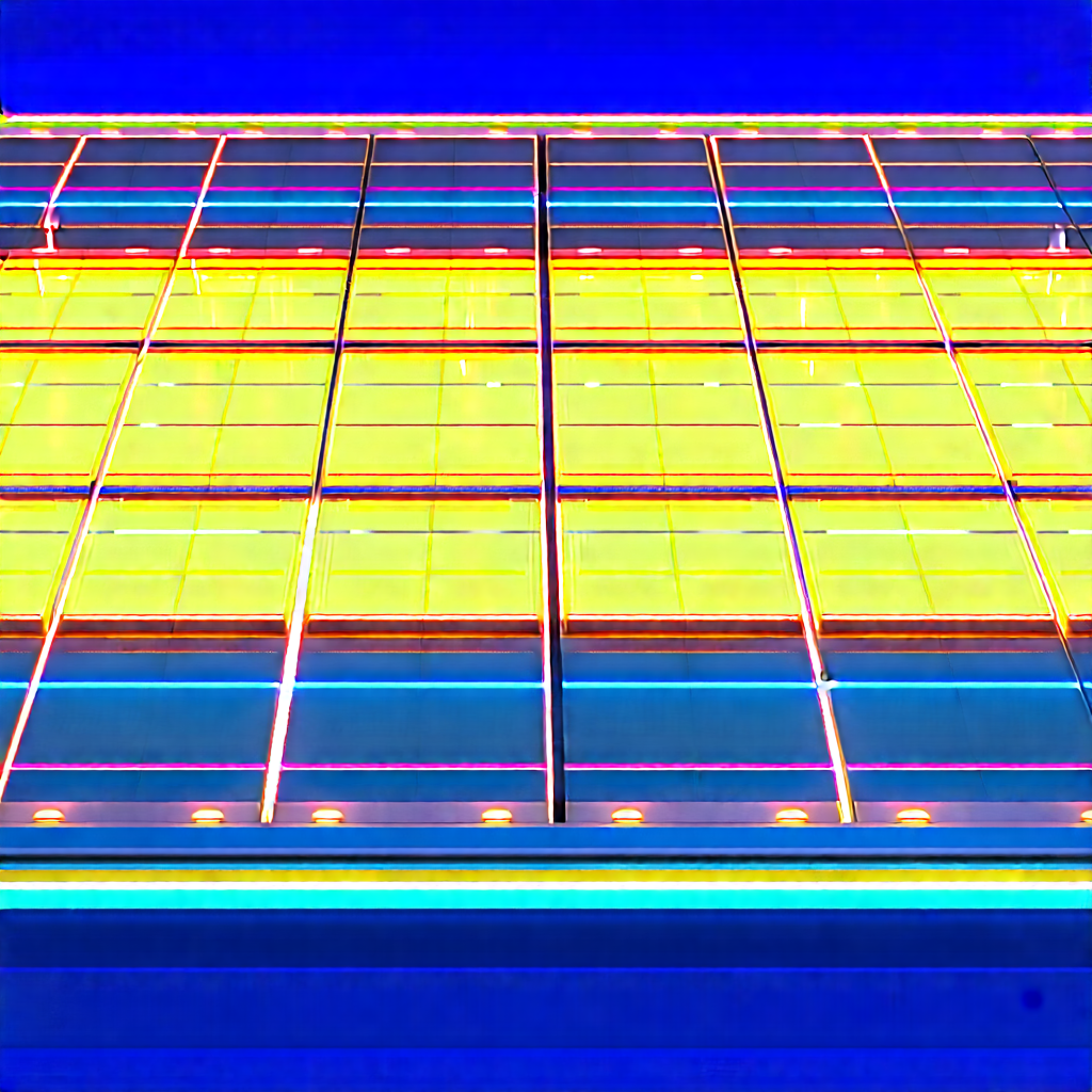 Solar Panel With Neon Accents With Close-up Blue