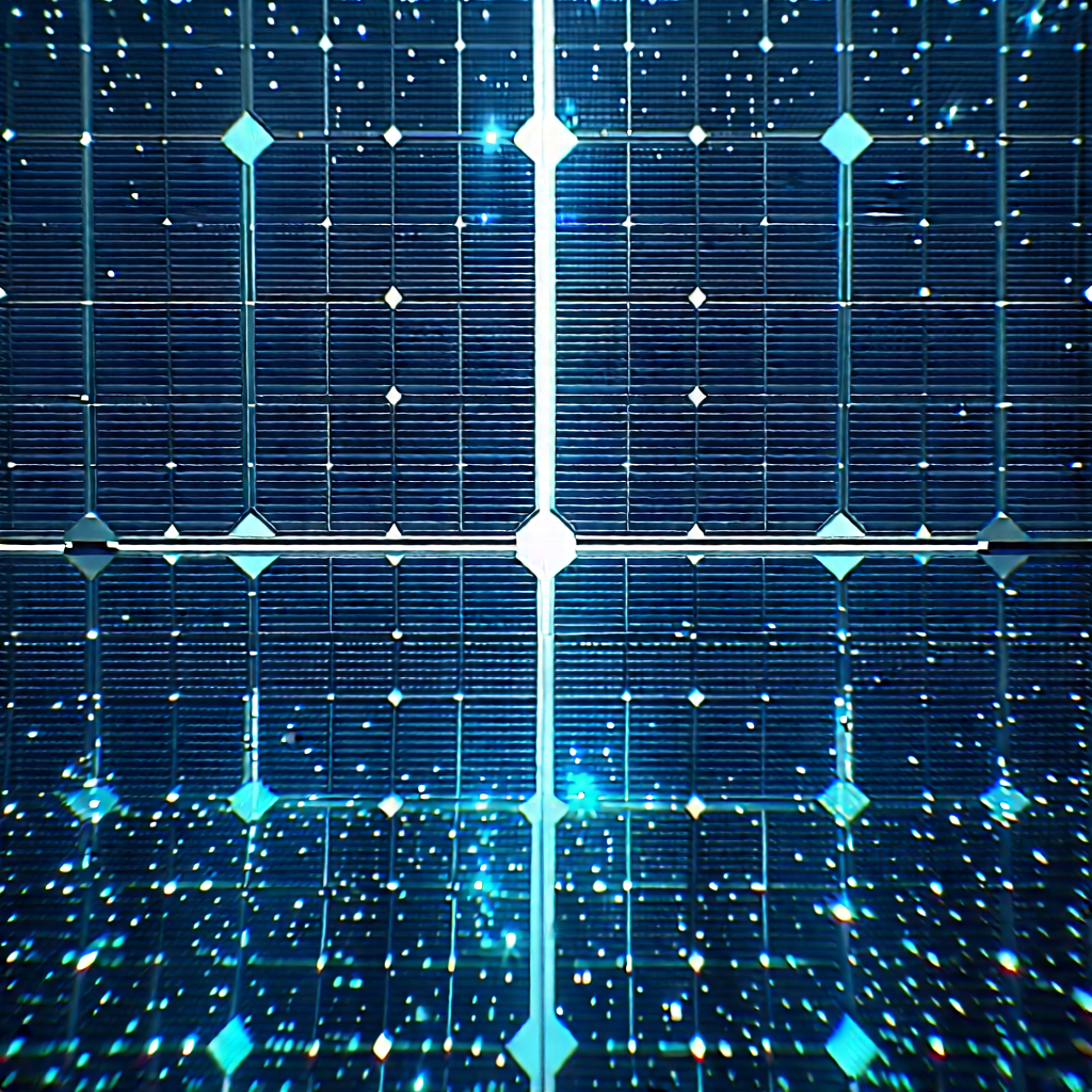 Solar Panel With Holographic Projection With Blue White