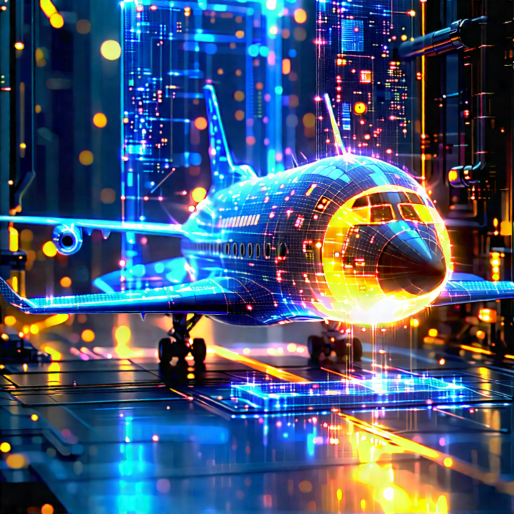 Aerospace Technology In Manufacturing Facility With Blue White
