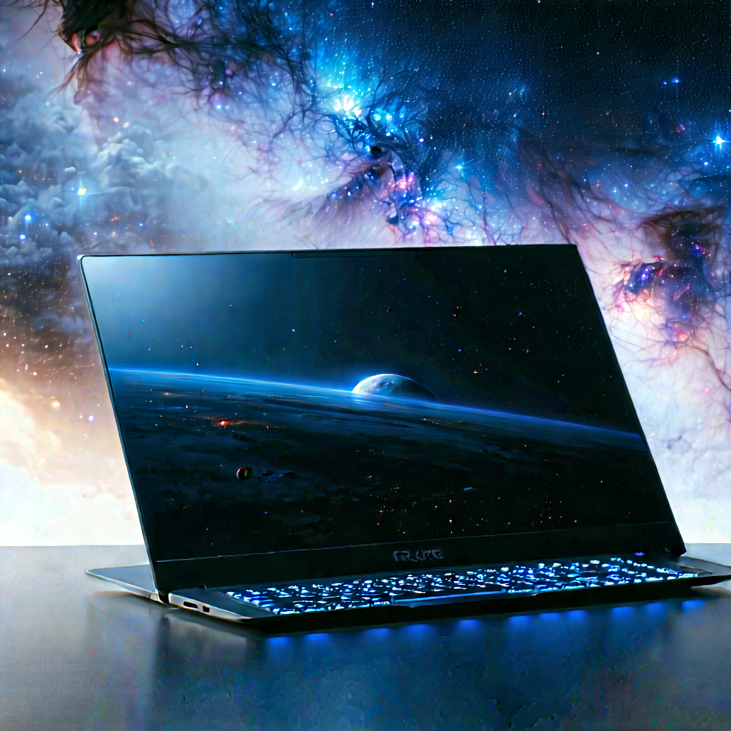 Laptop With Digital Artwork With Laptop Computer