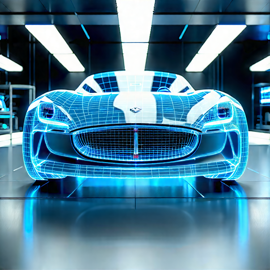 Automotive Technology In Modern Laboratory With Futuristic Blue