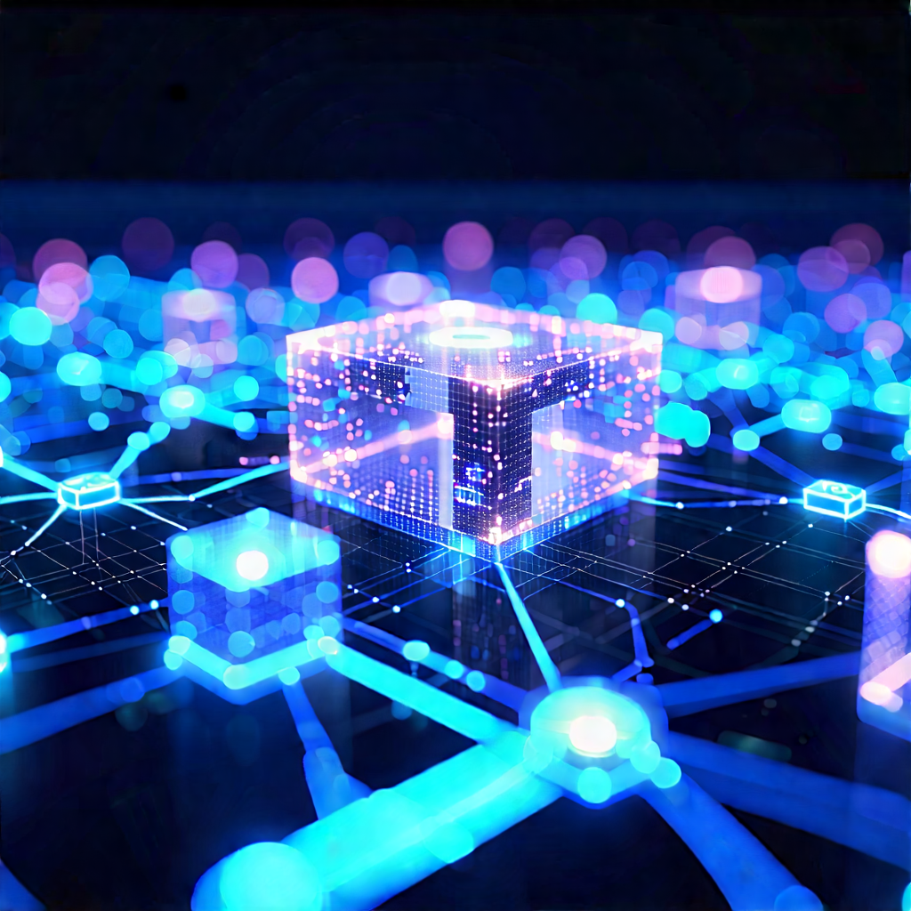 Blockchain Network Visualization With Blue White