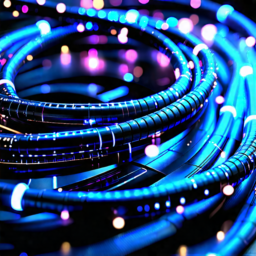 Close-up of fiber optic cables