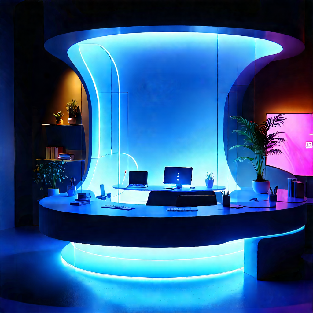 Futuristic Tech Startup Office With Modern Sleek