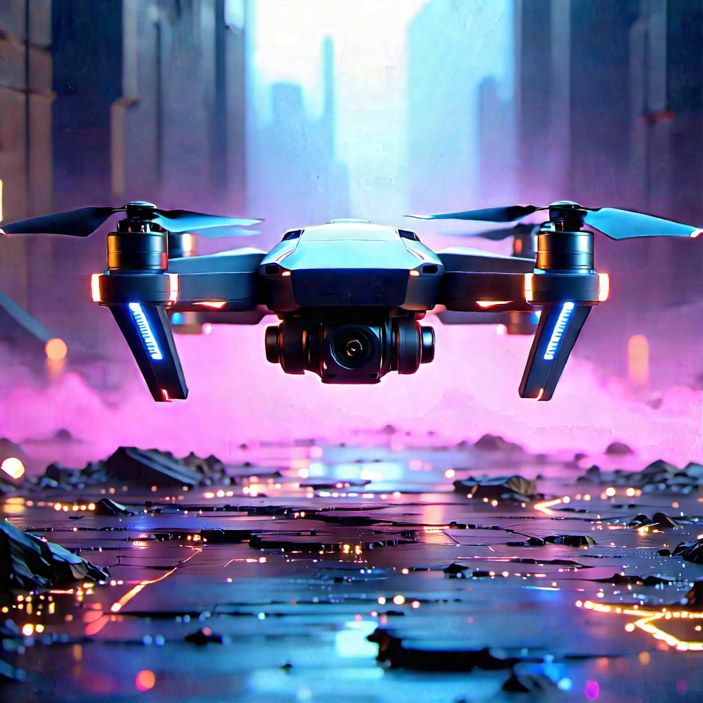 Drone With Glowing Screen With Image, There