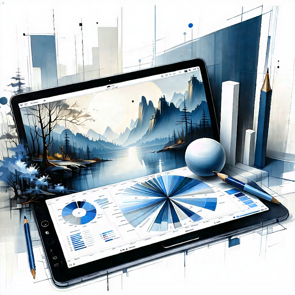 Tablet With Data Visualization With Laptop Computer
