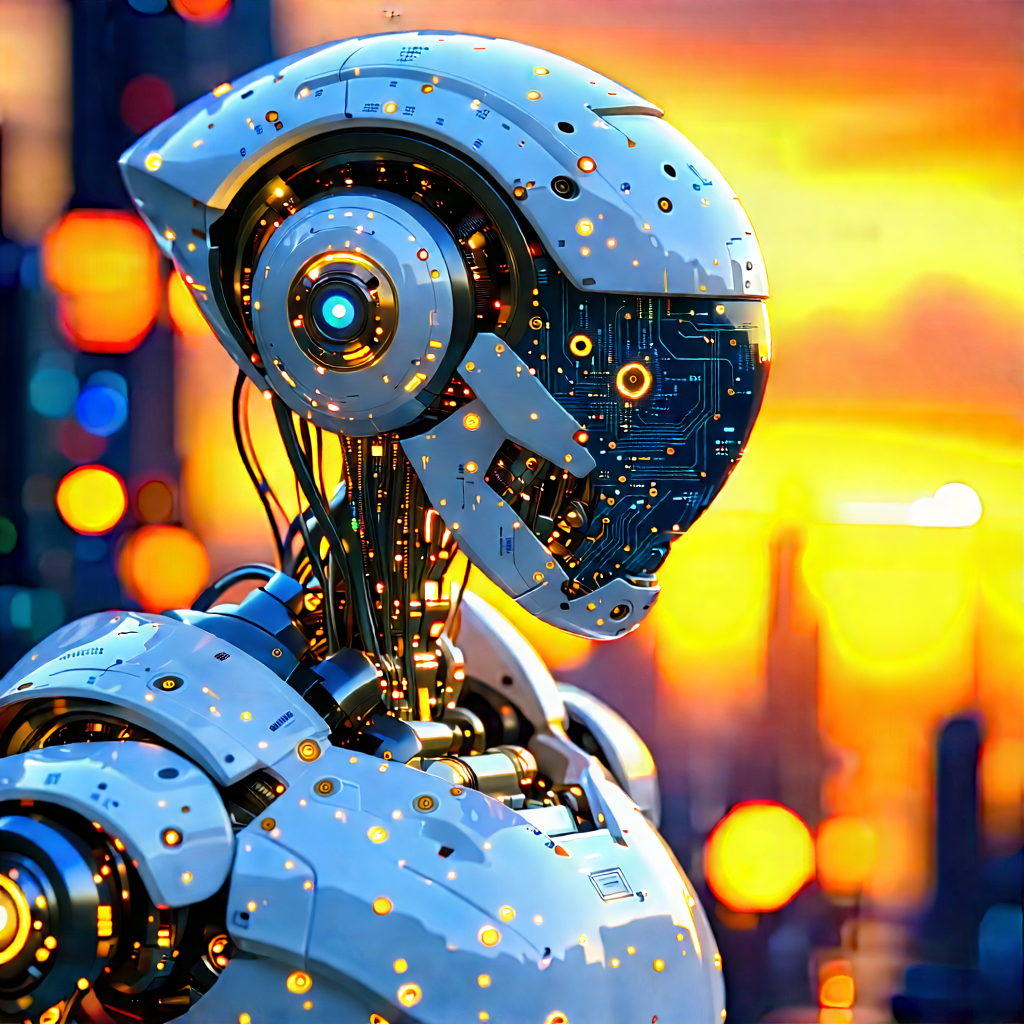 Robot With Data Streams With Image, There