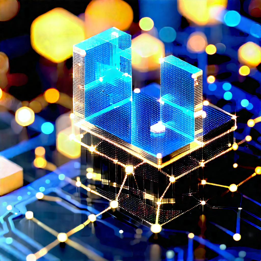 Blockchain Network Visualization With Blue Yellow
