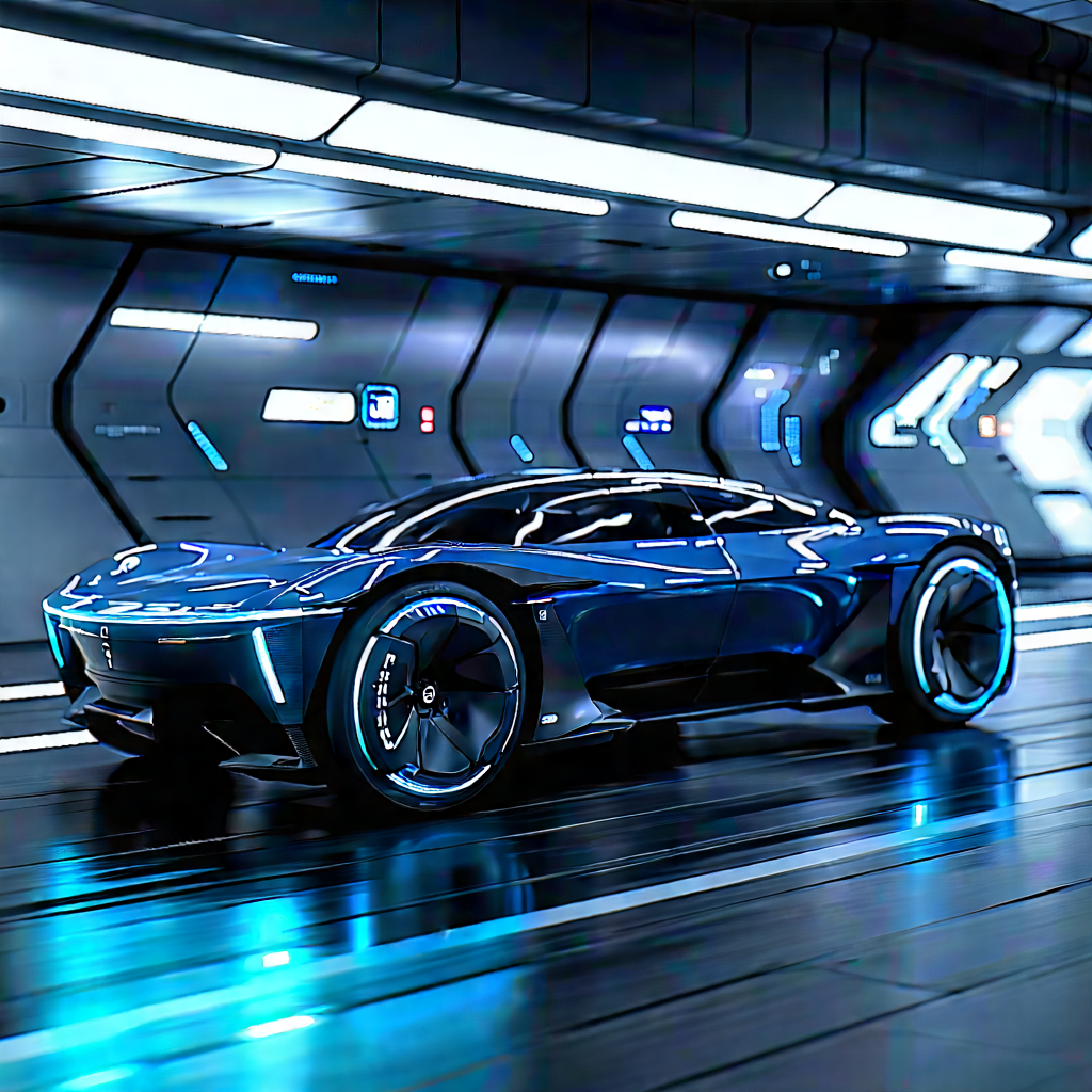 Innovative Electric Vehicle (design:1.25) With Blue Sports