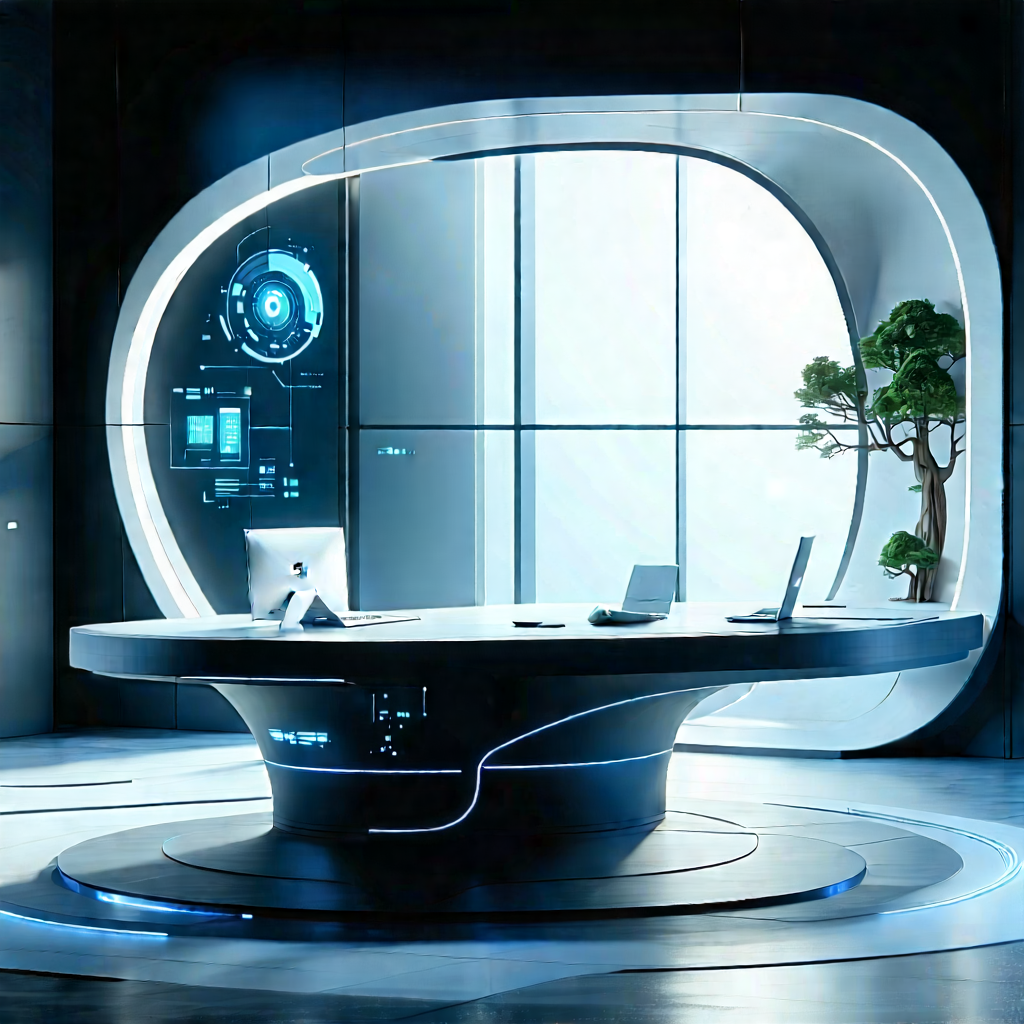 (futuristic:1.44) tech startup office