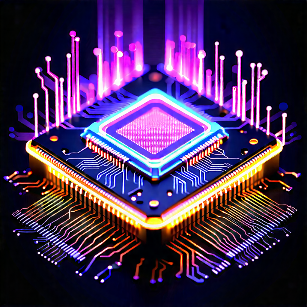 Microchip with neon accents