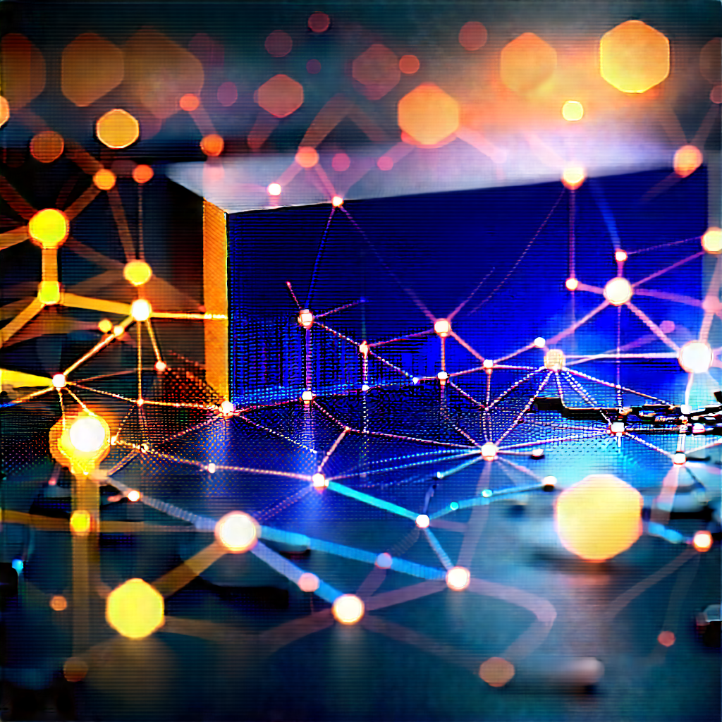 Blockchain Network Visualization With Blue Bright