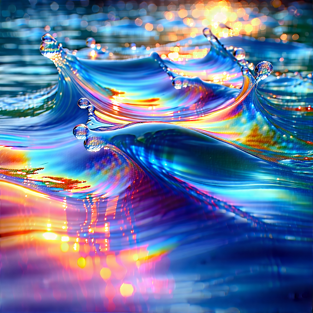 Fluid Abstract With Iridescent Color Palette With Beautiful Blue