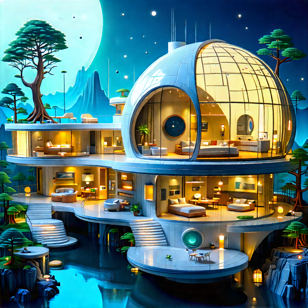 Futuristic Smart Home With Colorful Detailed