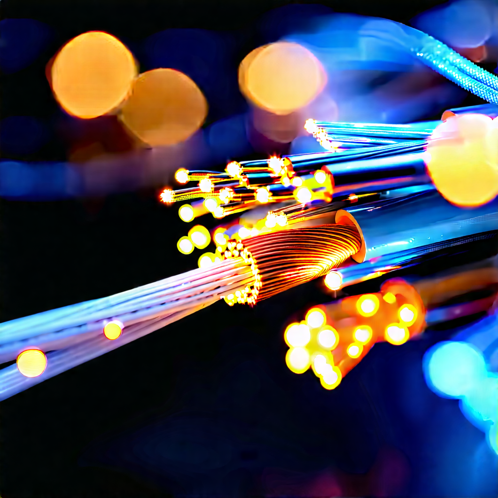 Close-up Of Fiber Optic Cables With Close-up Bunch