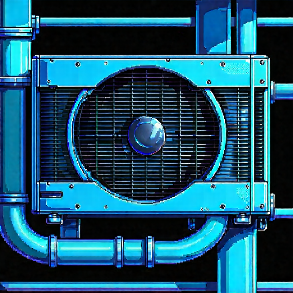 Close-up Of Cooling System With Blue White