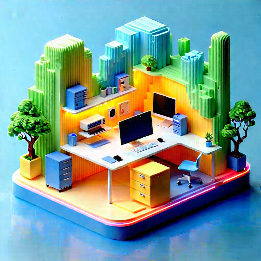 Futuristic Tech Startup Office With Three-dimensional Model