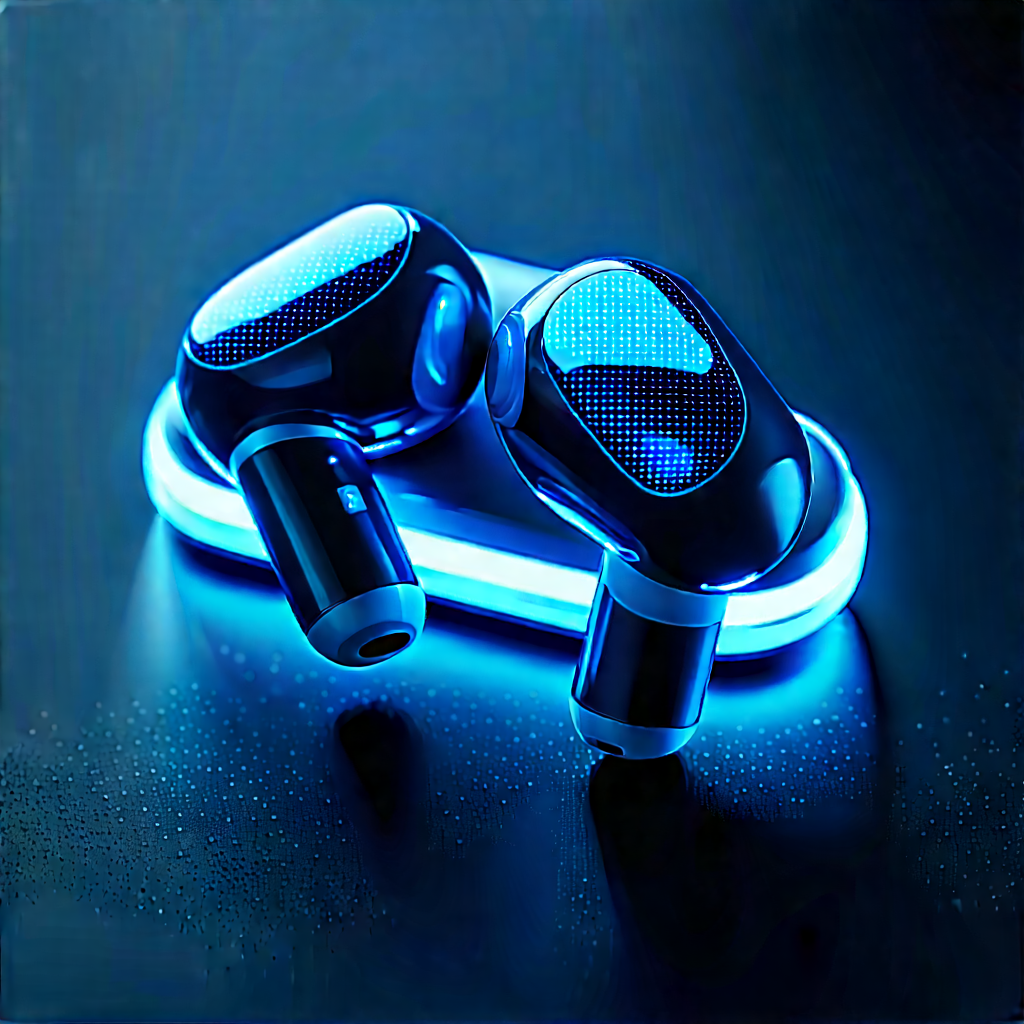 Wireless earbuds with glowing screen
