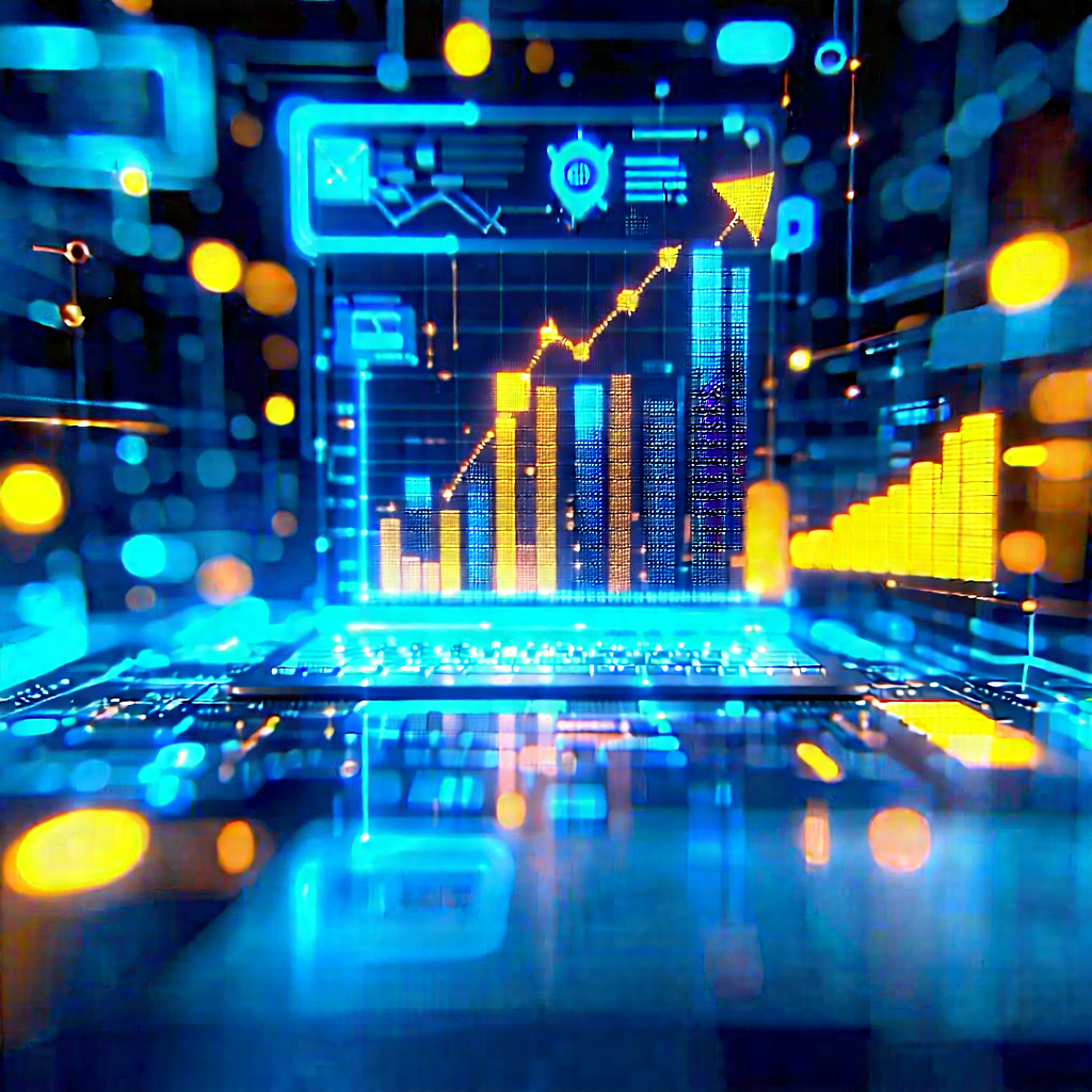 Financial Technology In Tech Office With Computer Screen
