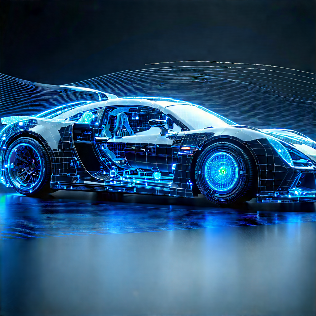 Automotive Technology In Tech Office With Futuristic Blue