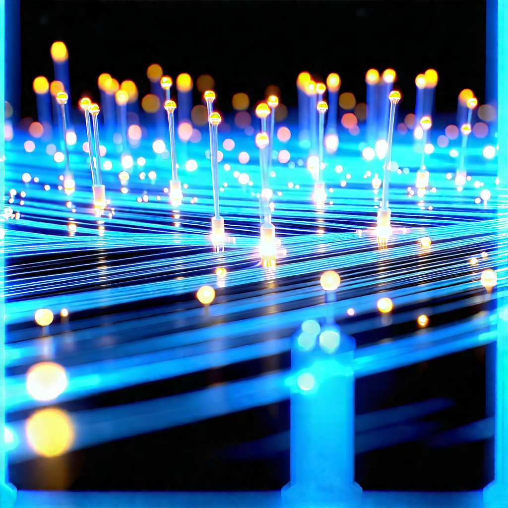 Close-up of fiber optic cables