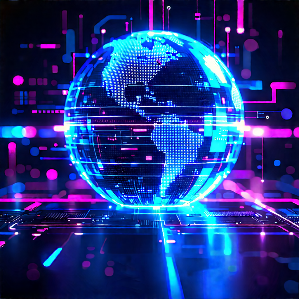 (digital:1.15) Transformation Visualization With Blue Pink