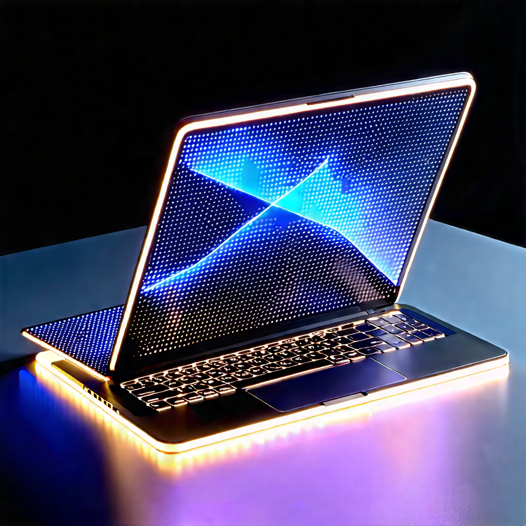 Laptop With Glowing Screen With Laptop Computer