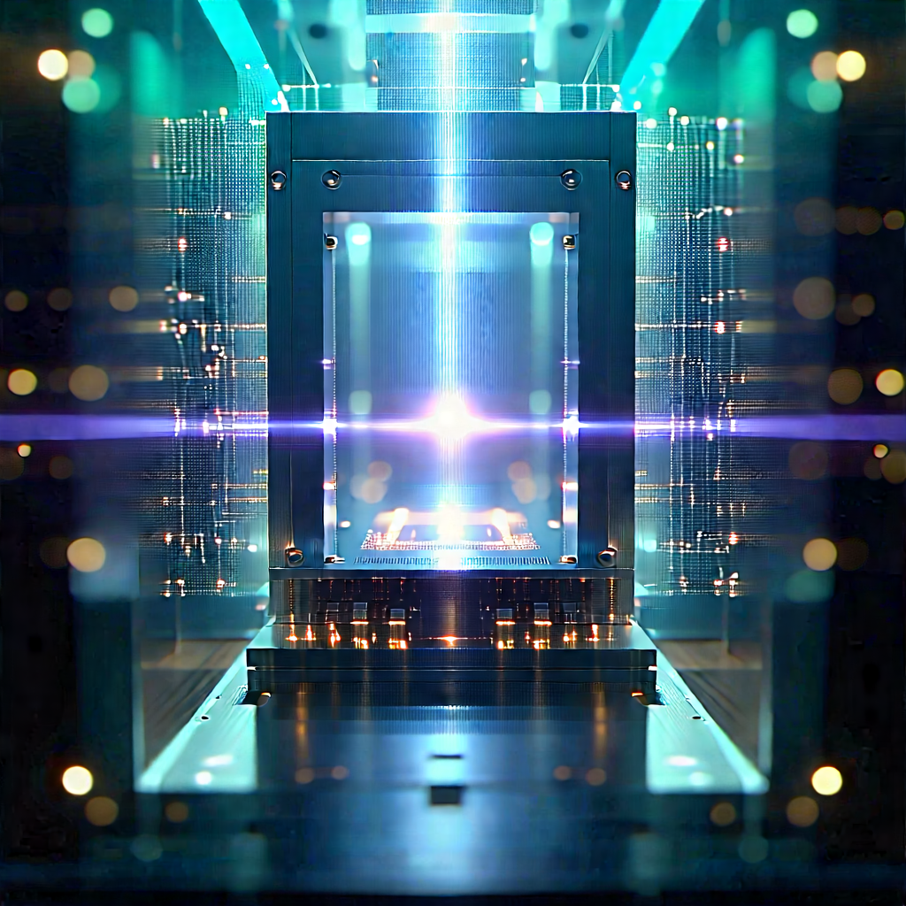 Quantum Computer With Laser Scanning With Image, There