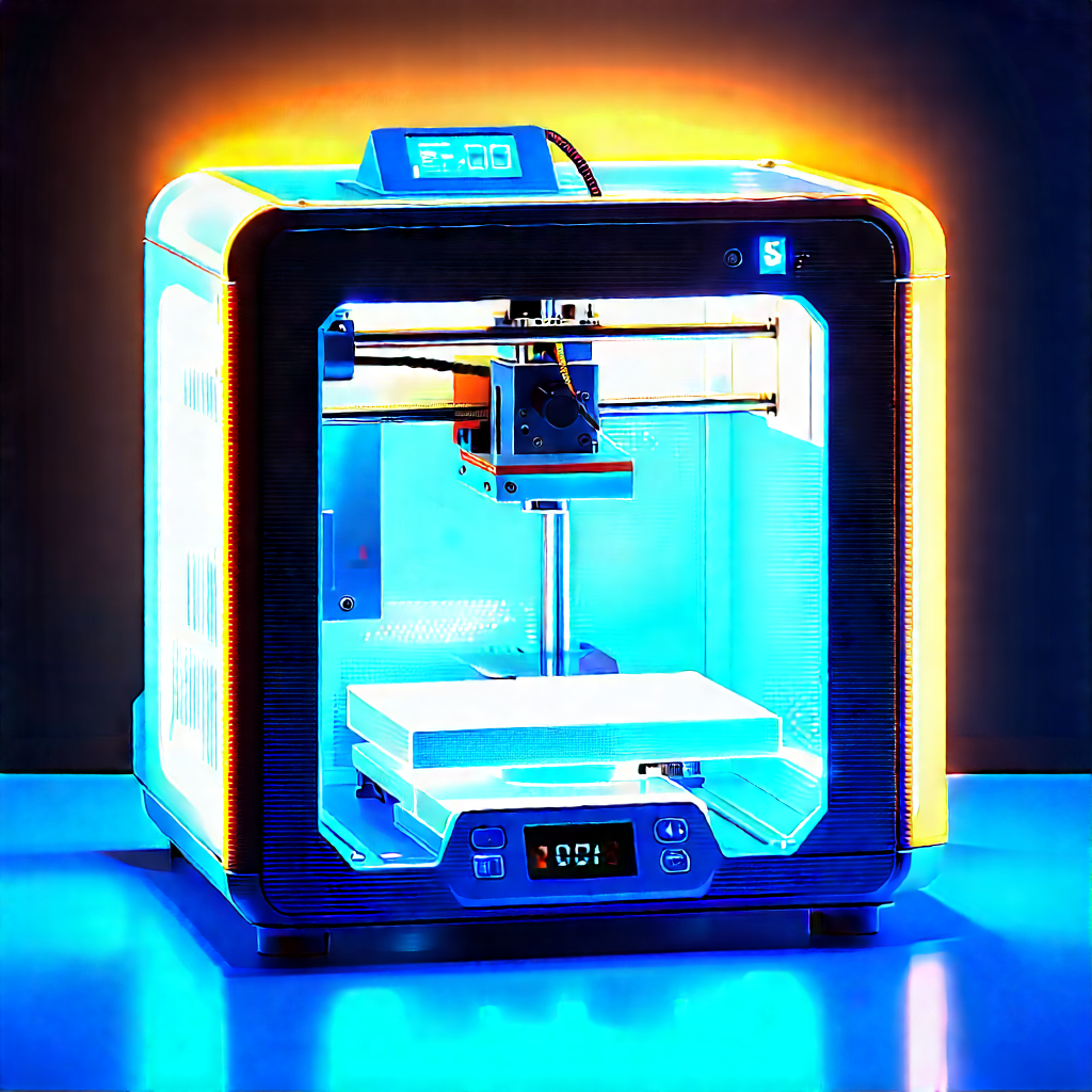 3d Printer With Blue Light (glow:1.37) With Printer Shown