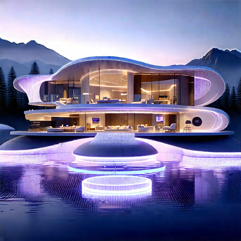 (futuristic:1.39) Smart Home With Large, Modern